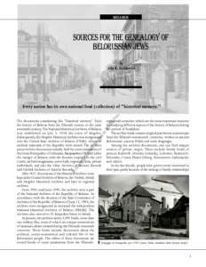BELARUS  SOURCES FOR THE GENEALOGY OF BELORUSSIAN JEWS  n,
