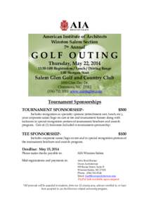 2014 AIA WS Golf Outing Sponsorship Form