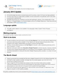 Monitoring the Public Availability of Key Government Budget Documents  January 2015 Update   