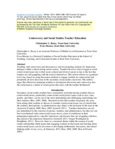 Academic Exchange Quarterly Winter 2014 ISSN[removed]Volume 18, Issue 4 To cite, use print source rather than this on-line version which may not reflect print copy format requirements or text lay-out and pagination. An