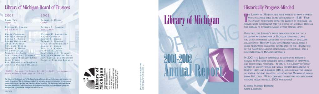 Library of Michigan Board of Trustees  Historically Progress-Minded 2001