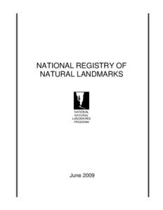 NATIONAL REGISTRY OF NATURAL LANDMARKS NATIONAL NATURAL LANDMARKS