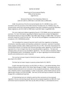 Proposed/June 20, 2013  HW112ft NOTICE OF INTENT Department of Environmental Quality