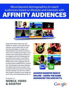 Move beyond demographics to reach audiences based on lifestyle and interests with AFFINITY AUDIENCES  Buying specific audiences online can be a real