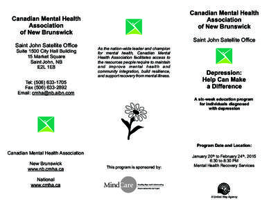Canadian Mental Health Association of New Brunswick Canadian Mental Health Association