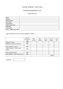 Henley Midmar Yacht Club Camping Registration Form Updated May 2013   Name	
  