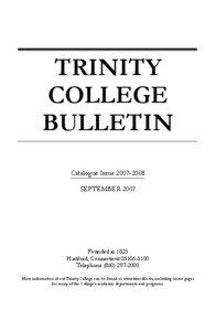 TRINITY COLLEGE BULLETIN