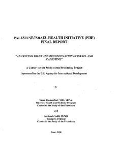 PALESTINEIISRAEL HEALTH INITIATIVE (PIHI) FINAL REPORT