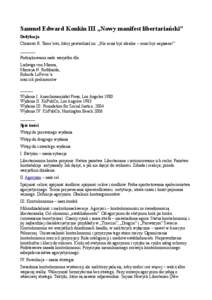 Samuel Edward Konkin III „Nowy manifest libertariański” Dedykacja Chrisowi R. Tame’owi, który powiedział mi: „Nie musi być idealne – musi być napisane!” _______ Podziękowania nade wszystko dla: Ludwiga 