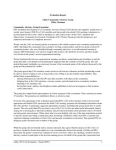 Evaluation Report - Libby Community Advisory Group - Libby, Montana