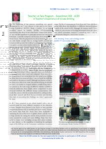 ECORD Newsletter # 4 - Aprilwww.ecord.org  Teacher at Sea Program - ExpeditionACEX A Teacher’s Experience of Ocean Drilling  I