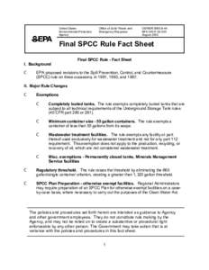 Final SPCC Rule Fact Sheet