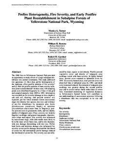 International Journal of Wildland Fire 9 (1): 21-36, 1999. ©IAWF. Printed in Canada  Prefire Heterogeneity, Fire Severity, and Early Postfire Plant Reestablishment in Subalpine Forests of Yellowstone National Park, Wyom