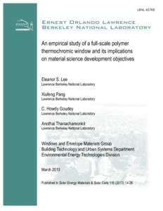 LBNL-6376E  An empirical study of a full-scale polymer thermochromic window and its implications on material science development objectives