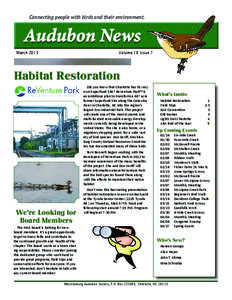 Connecting people with birds and their environment.  Audubon News March 2013	  Volume 18 Issue 7