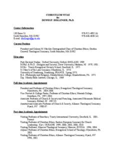 CURRICULUM VITAE for DENNIS P. HOLLINGER, Ph.D.