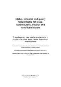 Status, potential and quality requirements for lakes, watercourses, coastal and transitional waters  A handbook on how quality requirements in