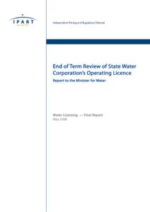 End of Term Review of State Water Corporation’s Operating Licence