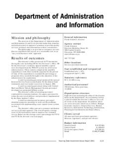 Department of Administration and Information Mission and philosophy General information