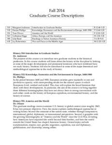 Fall 2014 Graduate Course Descriptions[removed]