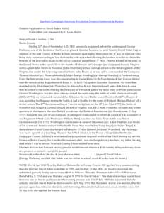 Southern Campaign American Revolution Pension Statements & Rosters Pension Application of David Baker W1802 Transcribed and annotated by C. Leon Harris State of North Carolina } Sct Burke County }