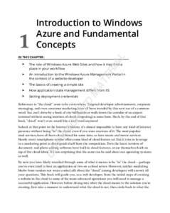 1  Introduction to Windows Azure and Fundamental Concepts