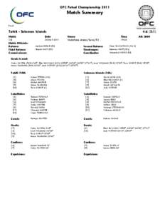 Tahiti / Oceanian Futsal Championship / Political geography / Solomon Islands