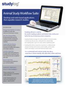 Animal Study Workflow Suite Desktop and web-based applications that expedite research studies. OVERVIEW Manage Study Workflow & Conduct