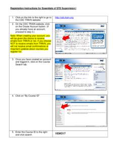 Registration Instructions for Essentials of STD Supervision I