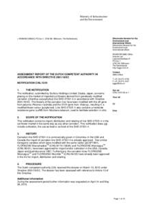 ASSESSMENT REPORT OF THE NETHERLANDS COMPETENT AUTHORITY IN ACCORDANCE WITH DIRECTIVEEC