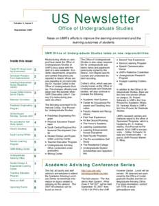 US Newsletter  Volume 4, Issue 1 Office of Undergraduate Studies