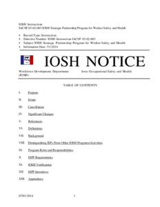 IACSP[removed]IOSH Strategic Partnership Program for Worker Safety and Health