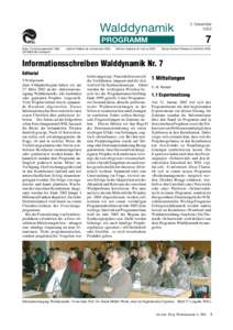 Walddynamik  7 PROGRAMM Eidg. Forschungsanstalt WSL