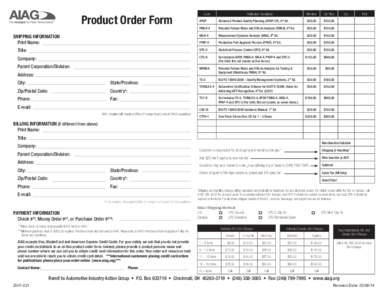Product Order Form  Code Publication Description