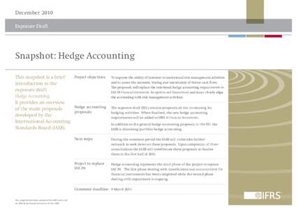 December 2010 Exposure Draft Snapshot: Hedge Accounting This snapshot is a brief introduction to the