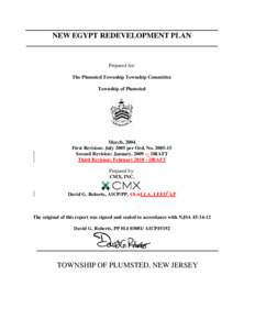NEW EGYPT REDEVELOPMENT PLAN  Prepared for: The Plumsted Township Township Committee Township of Plumsted