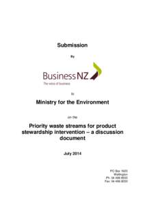 Submission By to  Ministry for the Environment