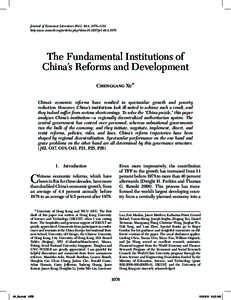 Journal of Economic Literature 2011, 49:4, 1076–1151 http:www.aeaweb.org/articles.php?doi=jelThe Fundamental Institutions of China’s Reforms and Development Chenggang Xu*