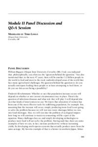 Module II Panel Discussion and Q&A Session MODERATED BY TERRI LOMAX Oregon State University Corvallis, OR