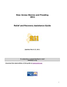 New Jersey Storms and Flooding 2011 Relief and Recovery Assistance Guide  Updated March 15, 2011