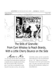 QUARTERLY OF THE GRANVILLE, OHIO ,. HISTORICAL SOCIETY Volume XVI Issue 3 Summer[removed]The Stills of Granville: