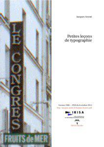 Jacques André  Petites leçons de typographie  Version 1990 — PDF du 6 janvier 2017