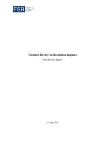 Peer Review report on resolution regimes