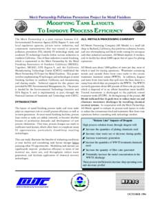 Modifying Tank Layouts to Improve Process Efficiency, Merit Partnership Pollution Project for Metal Finishers