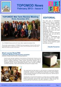 TOPOMOD News February 2013 – Issue 4 TOPOMOD Mid Term Review Meeting Rome, November 2012