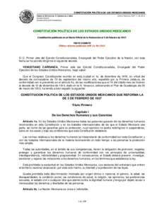 CONSTITUCIÓN POLÍTICA DE LOS ESTADOS UNIDOS MEXICANOS CÁMARA DE DIPUTADOS DEL H. CONGRESO DE LA UNIÓN Última Reforma DOFSecretaría General