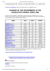 [removed]Leaders of the Government - Legislative Council Home>Library>Information>Leaders of the Government in the Legislative Council