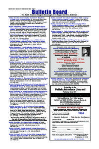 Bulletin Board  DecemberJanuary 2014, Polish American News - Page 16 The Polish American Congress Encourages All to Support Our Area Activities! Friday, December 6 and Saturday, December 7 - Holy Name