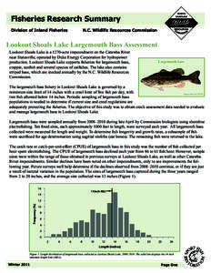 Fisheries Research Summary Division of Inland Fisheries N.C. Wildlife Resources Commission  Lookout Shoals Lake Largemouth Bass Assessment