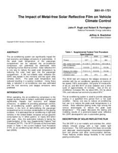 The Impact of Metal-free Solar Reflective Film on Vehicle Climate Control